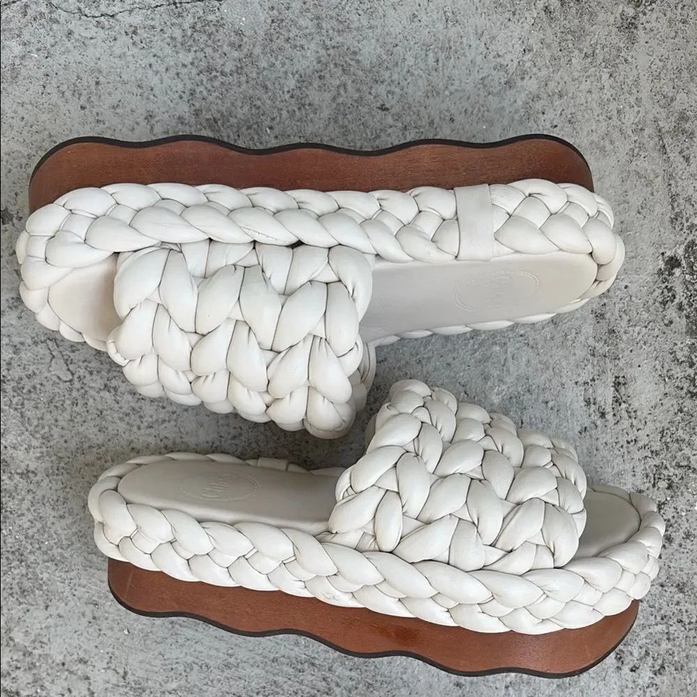 Chloe braided wavy slide sandals